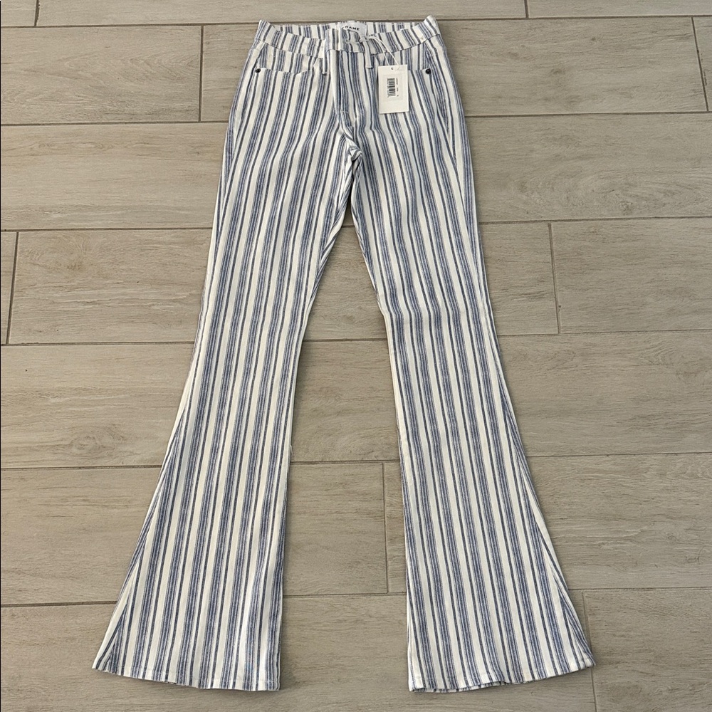 Frame Striped Flare Jeans